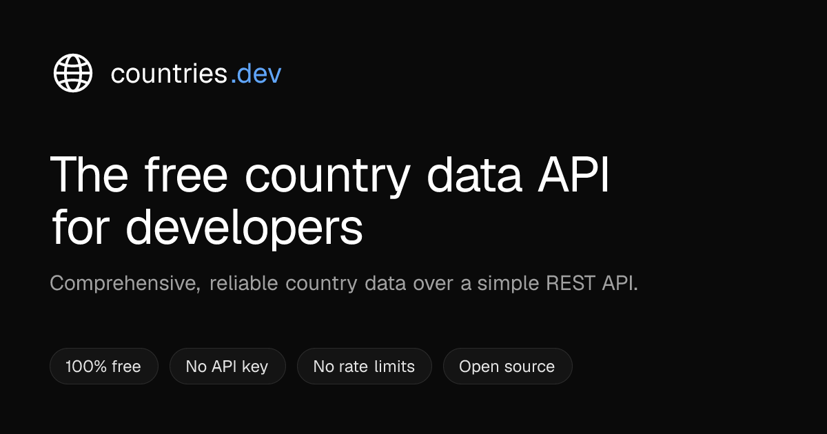 countries.dev — Free country data API for developers